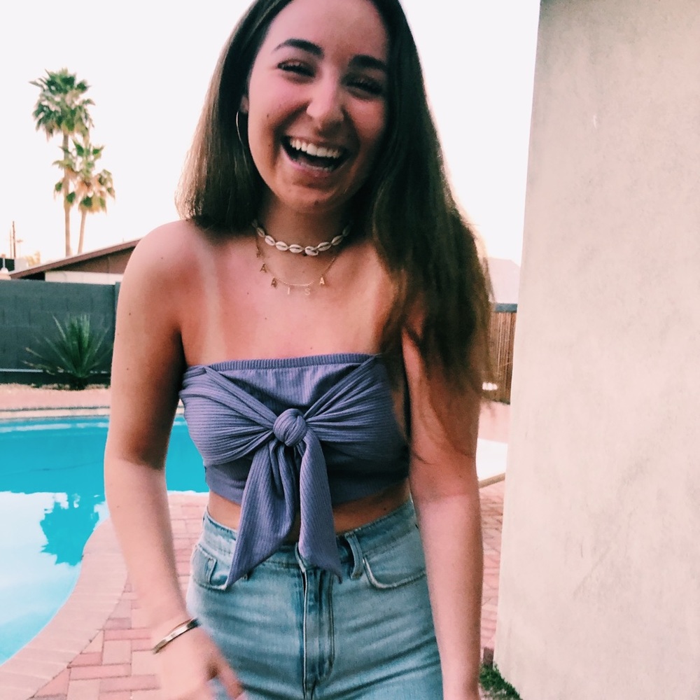 Purple bow tube top